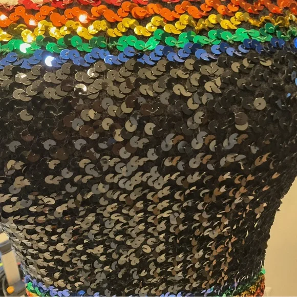 Vintage 70s Rainbow Sequin Tube Top - Picture 12 of 15